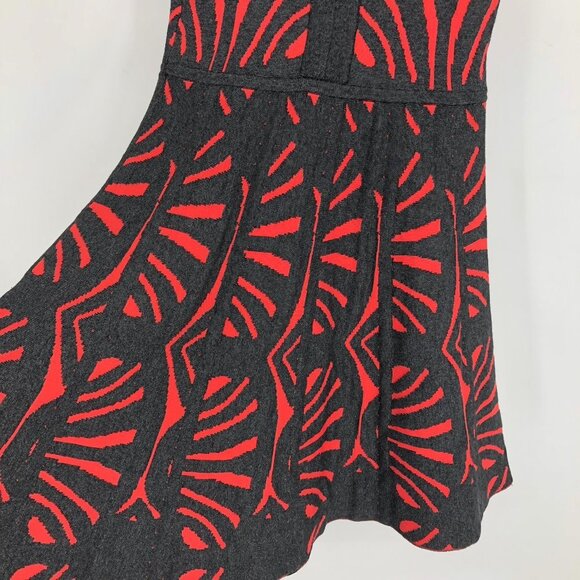 Parker Red and Black Tribal Sleeveless Fit & Flare Clarence Dress  XS - Picture 12 of 16